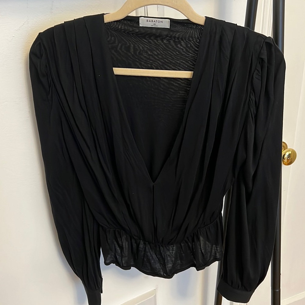 Aritzia Babaton Long Sleeve XS Black Work Blouse